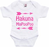 Bellatio Decorations Baby rompertje - hakuna mapoopoo - roze - glitter - kraam cadeau - babyshower 92