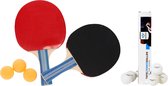 Set de Tennis de table - 2x raquettes et 9x balles - bois/plastique - 25 x 15 cm - ping-pong - sports extérieur/intérieur