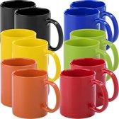 Bellatio Design Koffie mokken/drinkbekers Auxerre - 12x - keramiek - mediterrane kleuren mix set - 370 ml