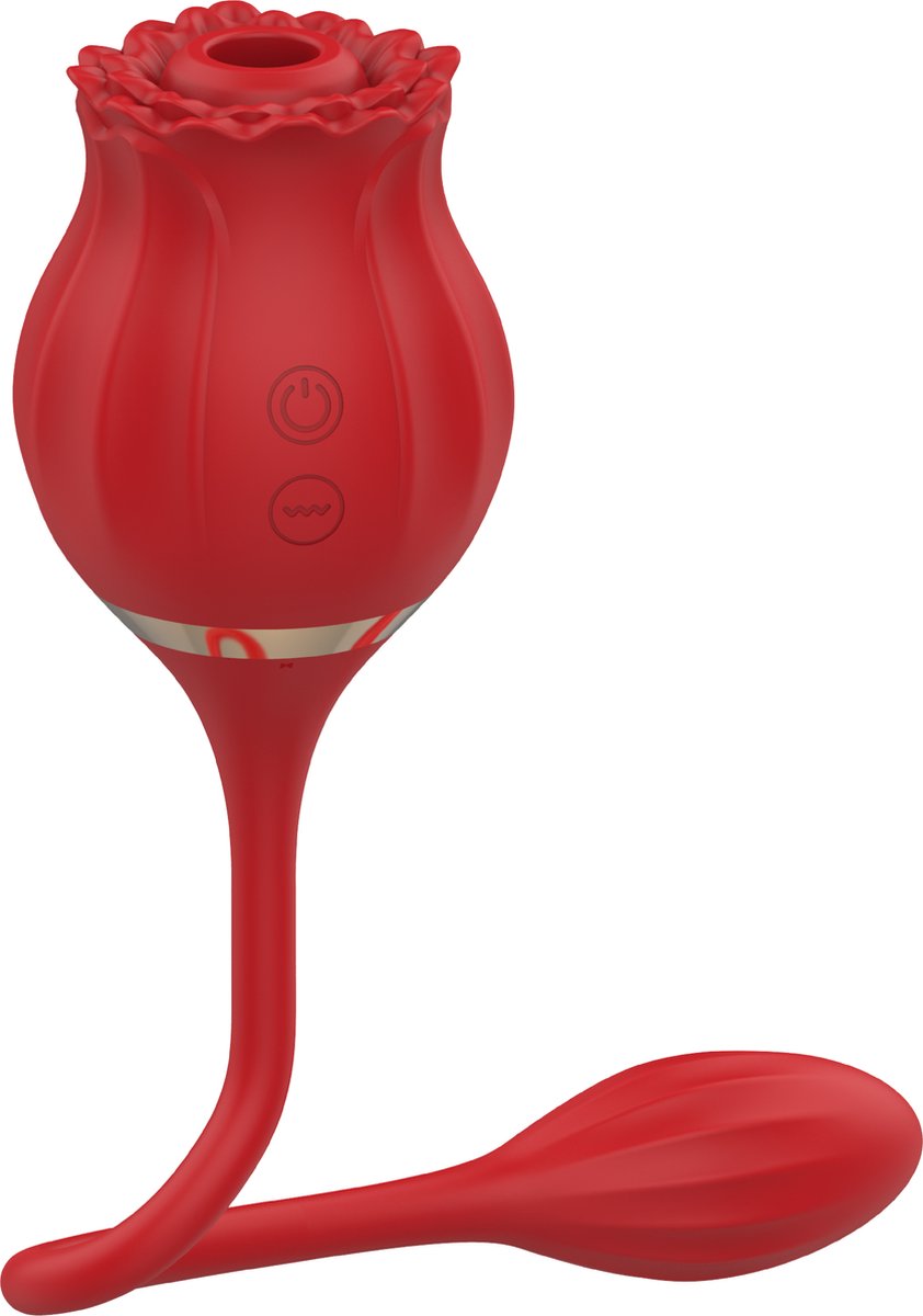 Goedkoopste Cupitoys® Luchtdruk vibrator roos met vibrerend ei - Rood - 12 standen - Vibrators voor vrouwen en mannen - Sex toys voor vrouwen en mannen