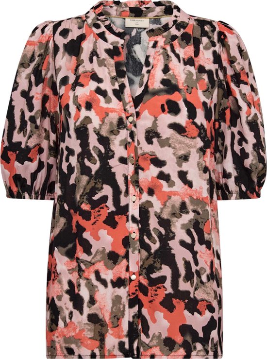 Freequent Blouse Fqlexey Shirt 203772 Black W Hot Coral Dames