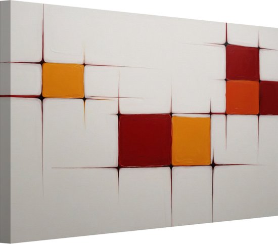 Portrait minimalisme boîtes rouges et orange - Décoration murale art abstrait - Peinture sur toile Minimaliste - Décoration murale classique - Toile - Accessoires de bureau 90x60 cm
