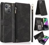 Hoesje geschikt voor Samsung Galaxy S24 - Bookcase - Pasjeshouder - Portemonnee - Rits - Kunstleer - Zwart