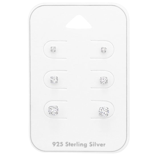Zilveren oorknopjes setje zirkonia | 2mm – 3mm – 4mm set | kristal oorbellen Zilver | Zilverana | Sterling 925 Silver