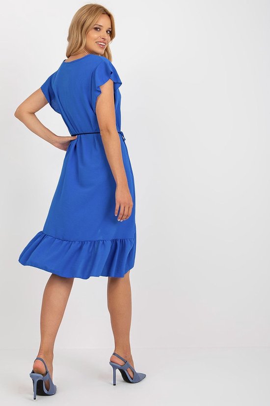 Dames zomer jurk met koord centuur Maat One size Blauw bol