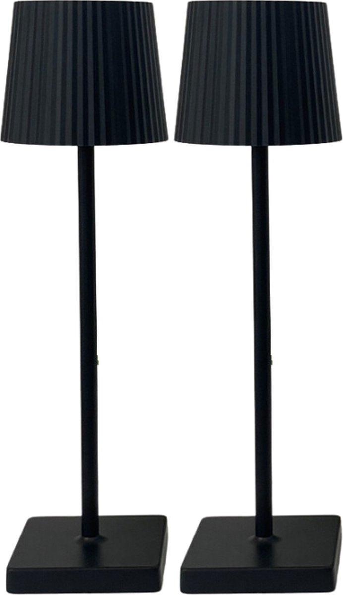 Tafellamp - 2 Stuks - USB C Oplaadbaar - Oplaadbare Tafellamp - 3 Standen - Bureaulamp - Modern Design - Dimbaar - Anti Slip Voet - Aluminium - IP 54