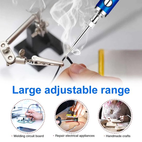 Fer à souder - Fer à souder électrique sans fil - Fer à souder professionnel - Rechargeable - Température réglable - Blauw