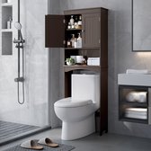 Bealife AP12 Badkamerkasten-Toiletkast - Donkerbruine Toiletplank - Toiletkast Badkamer - Ruimtebesparend over de wasmachine - Badkamerrekken - 60 X 23 X 168 cm