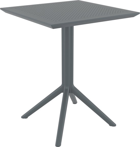 Foto: Clp sky klaptafel inklapbare tafel rond of vierkant tuintafel voor binnen en buiten uv bestendig weerbestendig donkergrijs vierkant