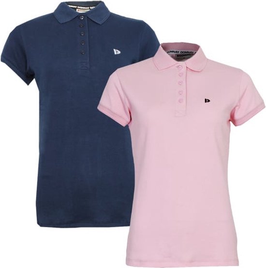 2-Pack Donnay Polo Pique Lisa - Poloshirt - Dames - Maat XXL - Navy/Shadow pink (623)
