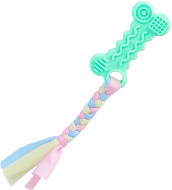 Nobleza Jouet de dentition Puppy - Jouet pour chiot - Os Puppy avec fil dentaire - Vert