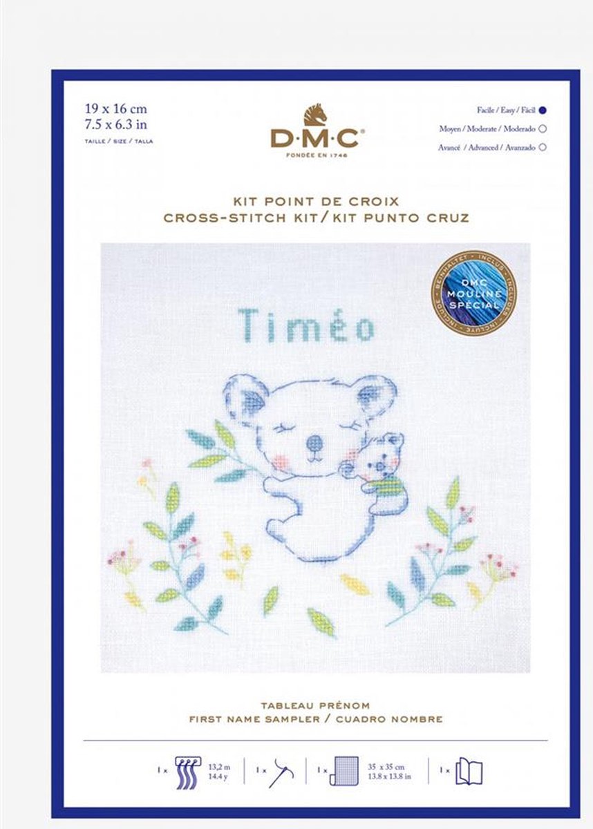 Borduurpakket geboortetegel koala Timeo van DMC BK1940