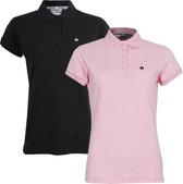 2-Pack Donnay Polo Pique Lisa - Poloshirt - Dames - Maat XXL - Black/Shadow pink (621)