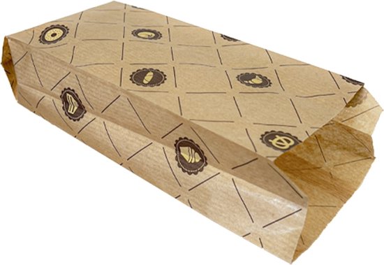 Poche à pain et pâtisserie pliée avec impression 18x6x34cm - 1 000 pcs/carton.