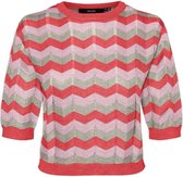 Vero Moda T-shirt Vmmisa Ss O-neck Pullover 10314128 Cayenne/w. Pink Pa Dames Maat - M