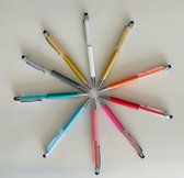 10 stuks Touchscreen Stylus Pen met Balpen met gekleurde steentjes inclusief etui | voor telefoon en tablet | Samsung, iPhone iPad Tablet etc. | 10 stuks mix kleur |