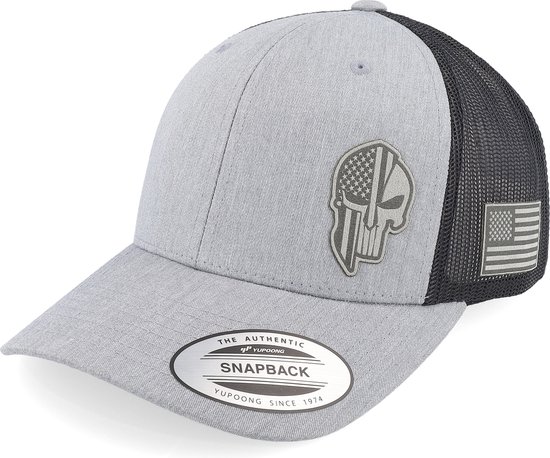 Hatstore- Army Skull Usa Grey/Black Trucker - Army Head Cap