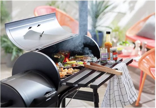 Vaggan Smoker Houtskoolbarbecue - Cilinder Rookoven -Barbecue Smoker - Houtskool Rookoven - Verrijdbare BBQ -118 x 53 x 102 cm- Gegalvaniseerd Staal - Thermometer van Vaggan — afbeelding 4