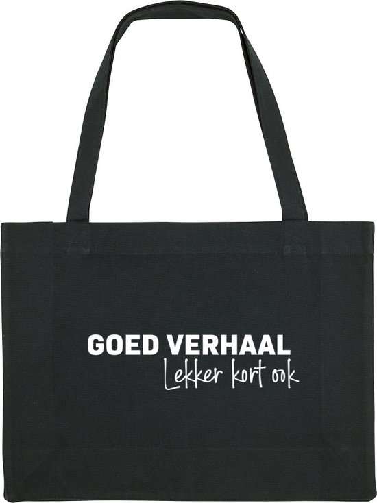 Goed verhaal lekker kort ook Shopping Bag - shopping bag - shopping tas - tas - boodschappentas - cadeau - zwart - grappige tekst - bedrukt