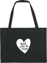 Hart voor de Zorg Shopping Bag - shopping bag - shopping tas - tas - boodschappentas - cadeau - zwart - grappige tekst - bedrukt