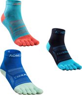 AONIJIE – chaussettes à orteils – chaussettes de sport – course à pied – coolmax unisexe – L=43-46 – 3 paires
