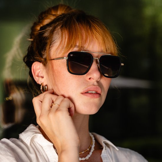 PB Sunglasses - Mason Gold Gradient Brown - Zonnebril heren en dames - Gepolariseerd - Bruine lenzen - Rechthoekige zonnebril - Stijlvolle extra neusbrug van PB Sunglasses — afbeelding 2