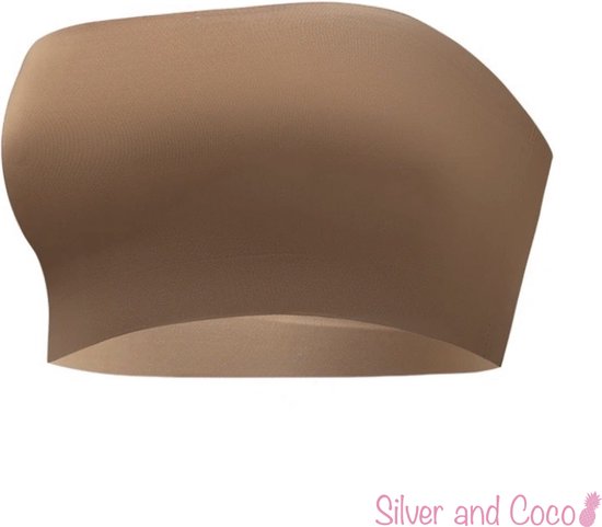 SilverAndCoco® - Strapless BH Top | Naadloze Invisible Onzichtbare Beha Bandeau Naadloos Festival Topje - Nude - Large / L