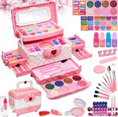 Veilige en Afwasbare Make-up voor Kinderen - Echte Make-up Kit voor Kinderen - Prinses Verjaardagscadeaus voor Meisjes - Roze