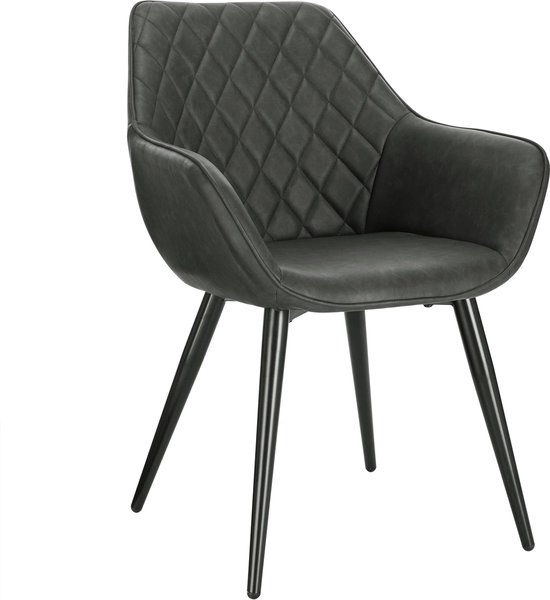 Luxe Stoel - Bureaustoel - Fauteuil - Stoel - Luxe Eetkamerstoel - Lounge Stoel - Antraciet - Kunstleer