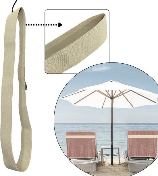 Strandhanddoek elastiek band - kleur: Zand - elastisch - rekbaar van 45 tm 70cm / ligbed elastiek band - beach towel strap