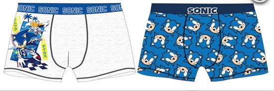 Sonic The Hedgehog - Boxershort - 2 stuks - Blauw/Grijs