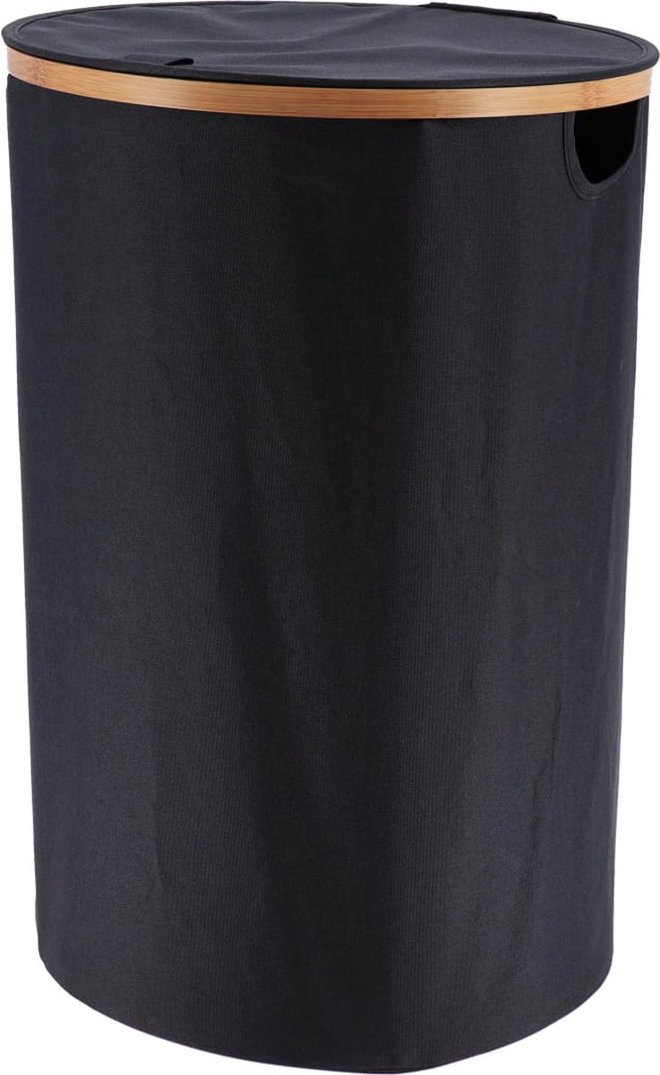 Goedkoopste DRESTA Wasmand Nova 70L Zwart B - – Stoffen wasmand met Deksel – Bamboe Wasmand – Opvouwbaar – Wasmanden – Wasmand met Deksel – Sterk Materiaal - Wasmand Zwart
