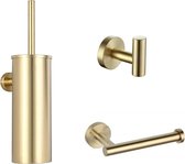 Osiris Living® - 3-delig Toiletaccessoiresset Goud - Luxe Wc Borstel Met Houder - Handdoekhaak - Toiletrolhouder