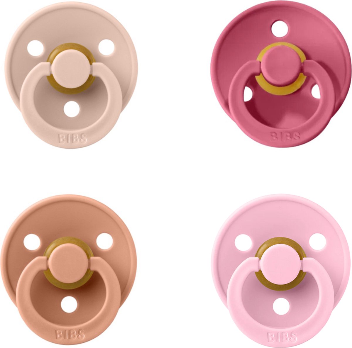 Goedkoopste Bibs fopspeen 6-18 maand set 4 stuks Baby Pink, Peach, Coral en Blush maat 2