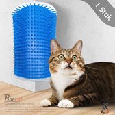 Borvat® - Kattentrimmer hoek- Hoekborstel zelf- Kat Borstel - Ontharing kam voor kat- Kat Massage- Kat Zelf Groomer Borstel - Blauw