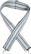 VIQRI - Tashengsel -Schouderband - Kwaliteit - Brede Schouderriem - Tassen riem - Bag strap tassenriem - Blauw - Beige - Festival - Zilver - 140 cm