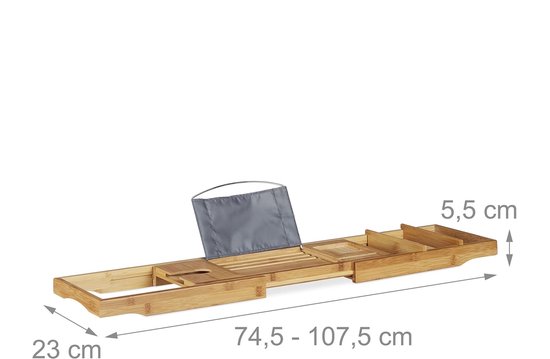 Relaxdays Pont de baignoire tablette de baignoire salle de bain en