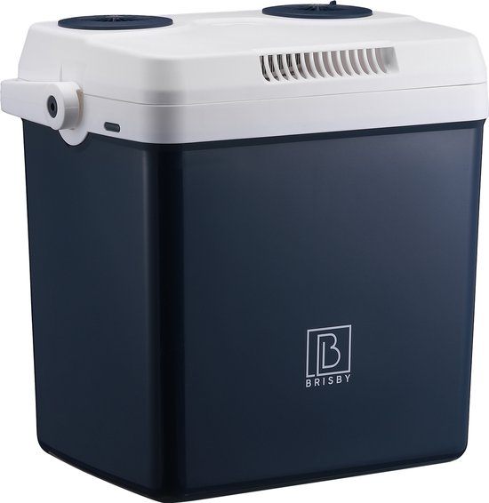Brisby 25 Liter Elektrische Koelbox, Frigobox Deluxe met 12V, 220/230 Volt Aansluiting voor Auto en Camping – AC/DC - Coolbox - Divider en Deksel vergrendelstand - BLAUW