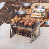 Houtskoolgrill, barbecue, campinggrill, klapgrill, tafelgrill, staande grilll van roestvrij staal, draagbare afneembare BBQ-grill voor outdoor, camping, reizen, festival, picknick voor 1-2 personen