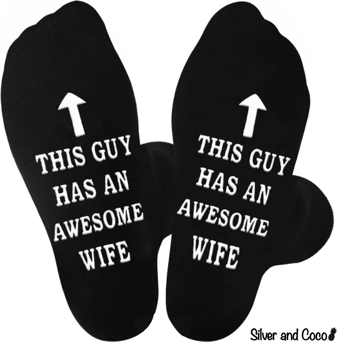 SilverAndCoco - Awesome Wife / Gekke Vrolijke Foute Vaderdag Sokken Kleding / Leuke Grappige Dikke Warme Heren Socks / Verjaardag Geschenk accessoires Sok Outfit Katoen / Mannen Sinterklaas Schoen Kerst Cadeau met Tekst - Awesome wife