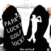 SilverAndCoco® - Papa's Golf Sokken / Gekke Vrolijke Foute Happy Vaderdag Kleding / Leuke Grappige Dikke Warme Heren Socks / Verjaardag Geschenk accessoires Sok Outfit Katoen / Mannen Cadeau met Tekst - Papa's Lucky Golf Socks