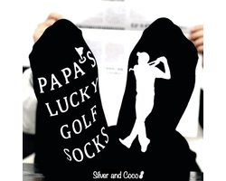 SilverAndCoco - Papa's Golf Sokken / Gekke Vrolijke Foute Vaderdag Kleding / Leuke Grappige Dikke Warme Heren Socks / Verjaardag Geschenk accessoires Sok Outfit Katoen / Mannen Cadeau met Tekst - Papa's Lucky Golf Socks