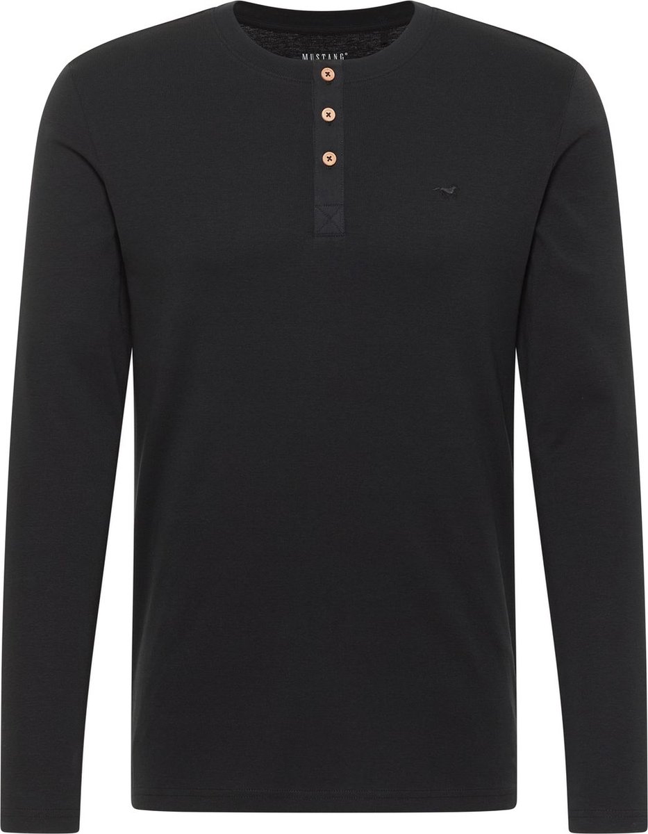 Mustang Heren Longsleeve ARMINTO slim fit Zwart 5XL Ronde Hals Volwassenen