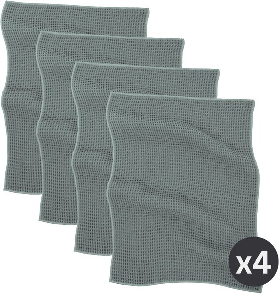 Tiseco Home Studio - Keukenhanddoek ESSENTIALS - SET/4 - 85% PE, 15% PA - microvezel - ultra-absorberend - sneldrogend - duurzaam materiaal - 40x60 cm - Groen