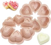 Hartvormige muffinvorm, muffinvorm, 6-holte, 3D, liefdeshart, siliconen bakvormen, anti-aanbaklaag, siliconen vorm in hartvorm, muffinvorm, voor zeep, chocolade, gelei, cupcake, roze