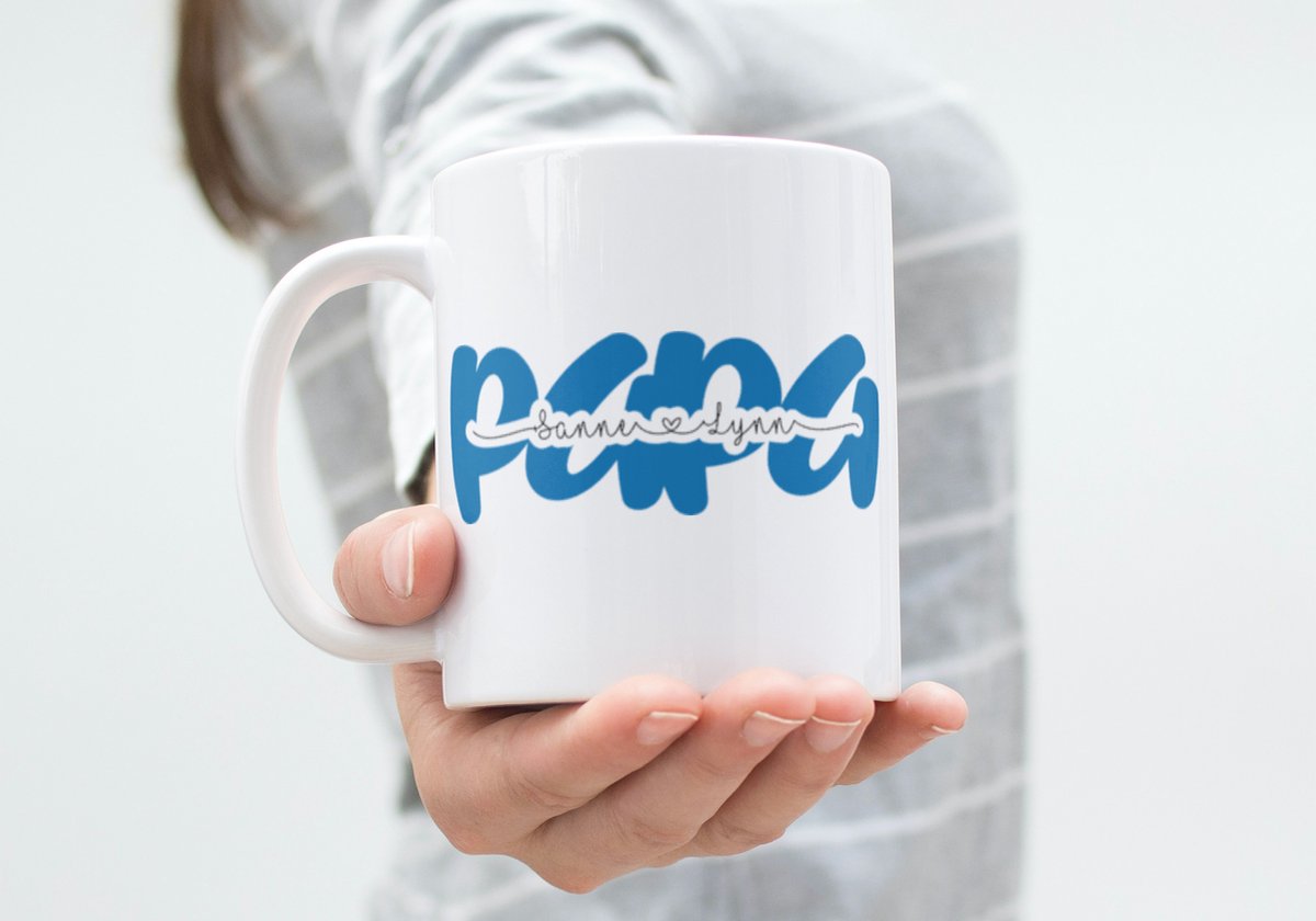 Mok Papa met naam kinderen- personaliseerd met eigen naam - koffiemok - verjaardag - Vaderrdag - Naam doorgeven via mail