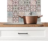 Spatscherm keuken 70x50 cm - Kookplaat achterwand Mozaïek - Bruin - Patroon - Tegel - Muurbeschermer - Spatwand fornuis - Hoogwaardig aluminium