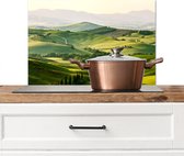 Spatscherm keuken 60x40 cm - Kookplaat achterwand natuur - Landschap Toscane - Muurbeschermer hittebestendig - Spatwand fornuis - Hoogwaardig aluminium - Landelijke muurdecoratie