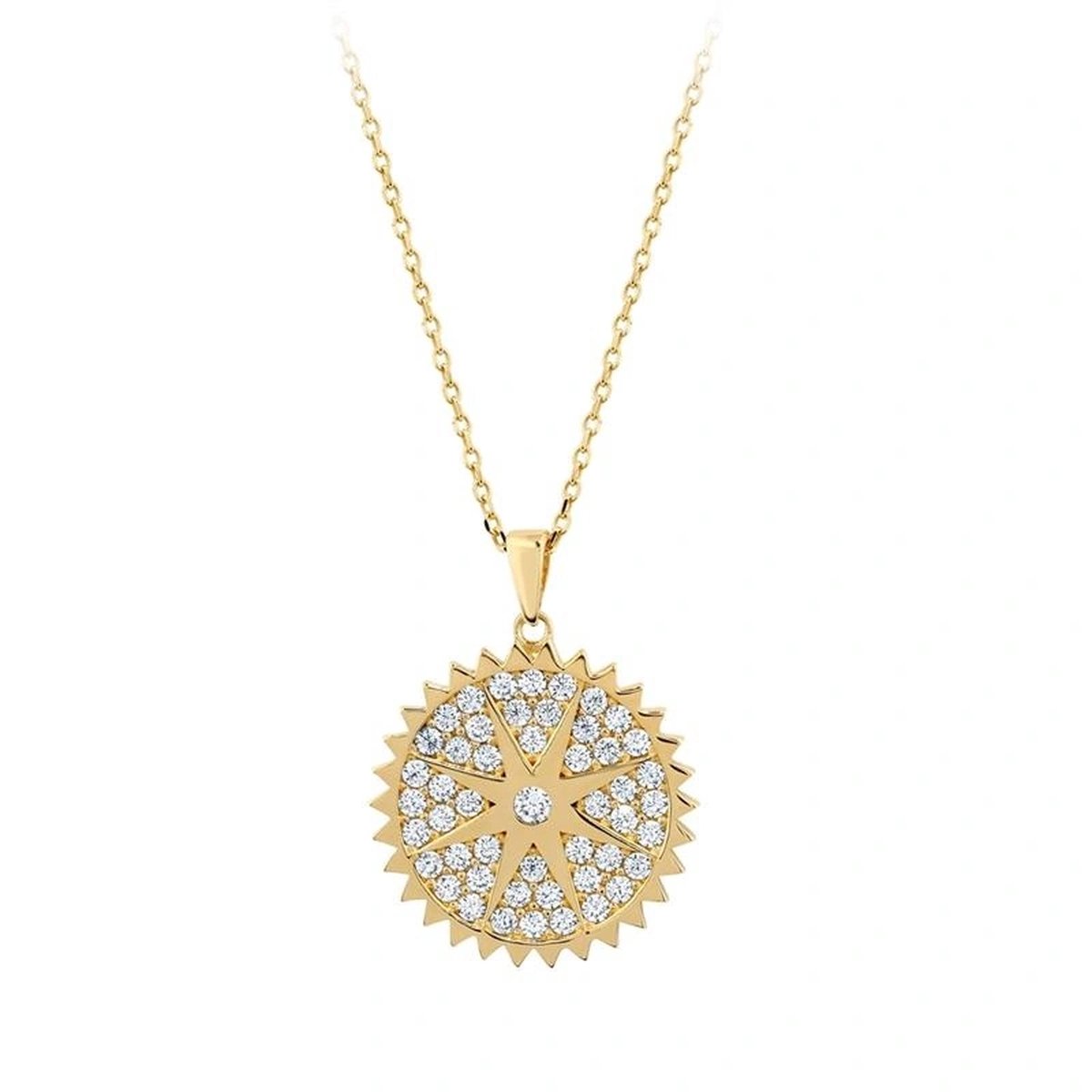 Gouden Ketting Poolster Hanger Zirkonia 14 karaats