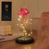 Smart-Shop Valentijnsdag Cadeau - Eeuwige Roos LED-Foliebloem in Glazen Hoes
